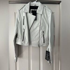 Bod & Christensen leather crop jacket white 